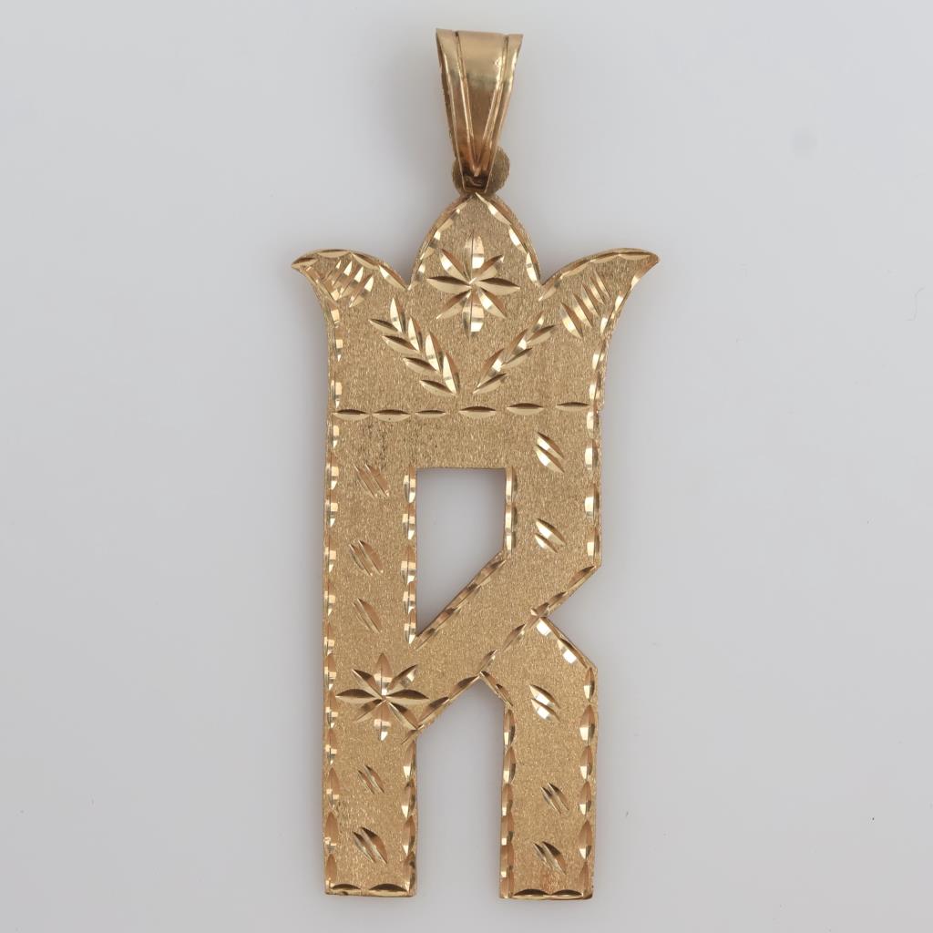 10kt Gold "R" Pendant