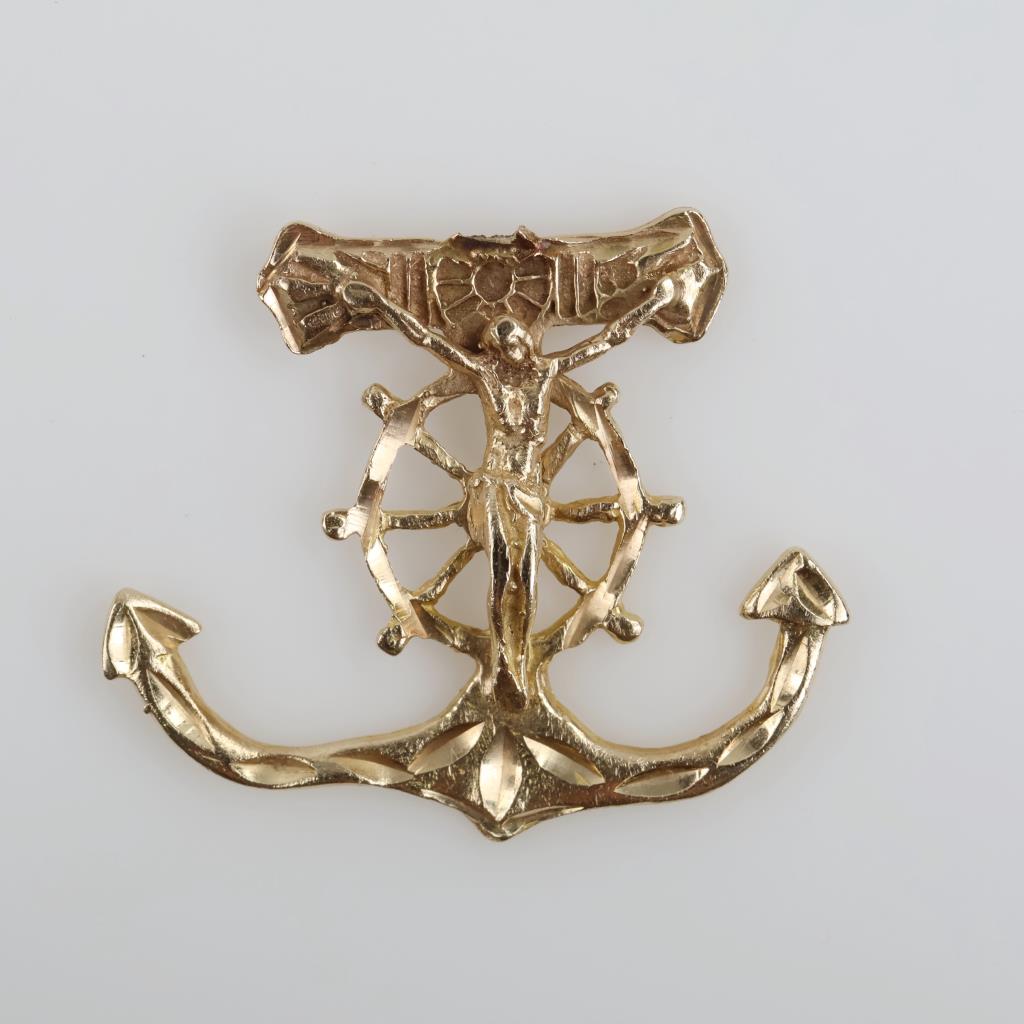 10kt Gold Religious Anchor Pendant