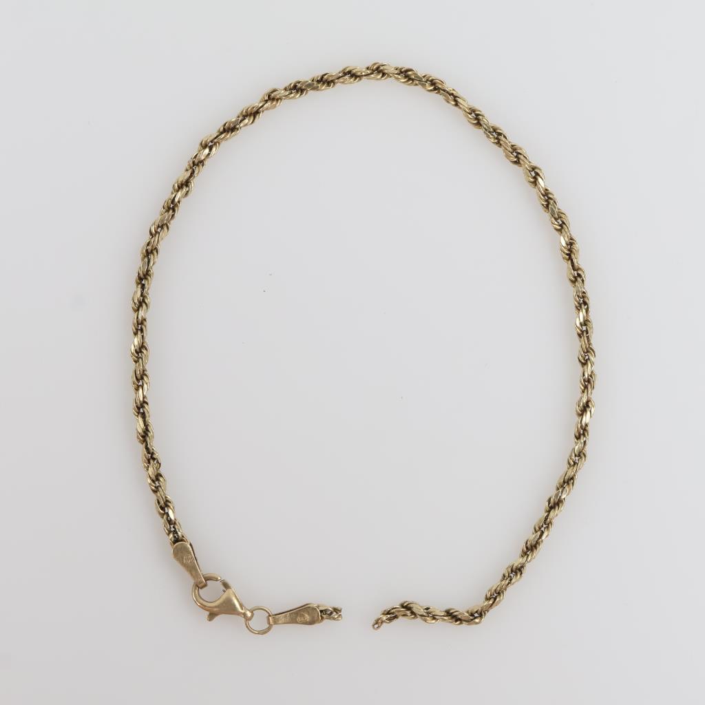 10kt Gold Rope Chain Bracelet