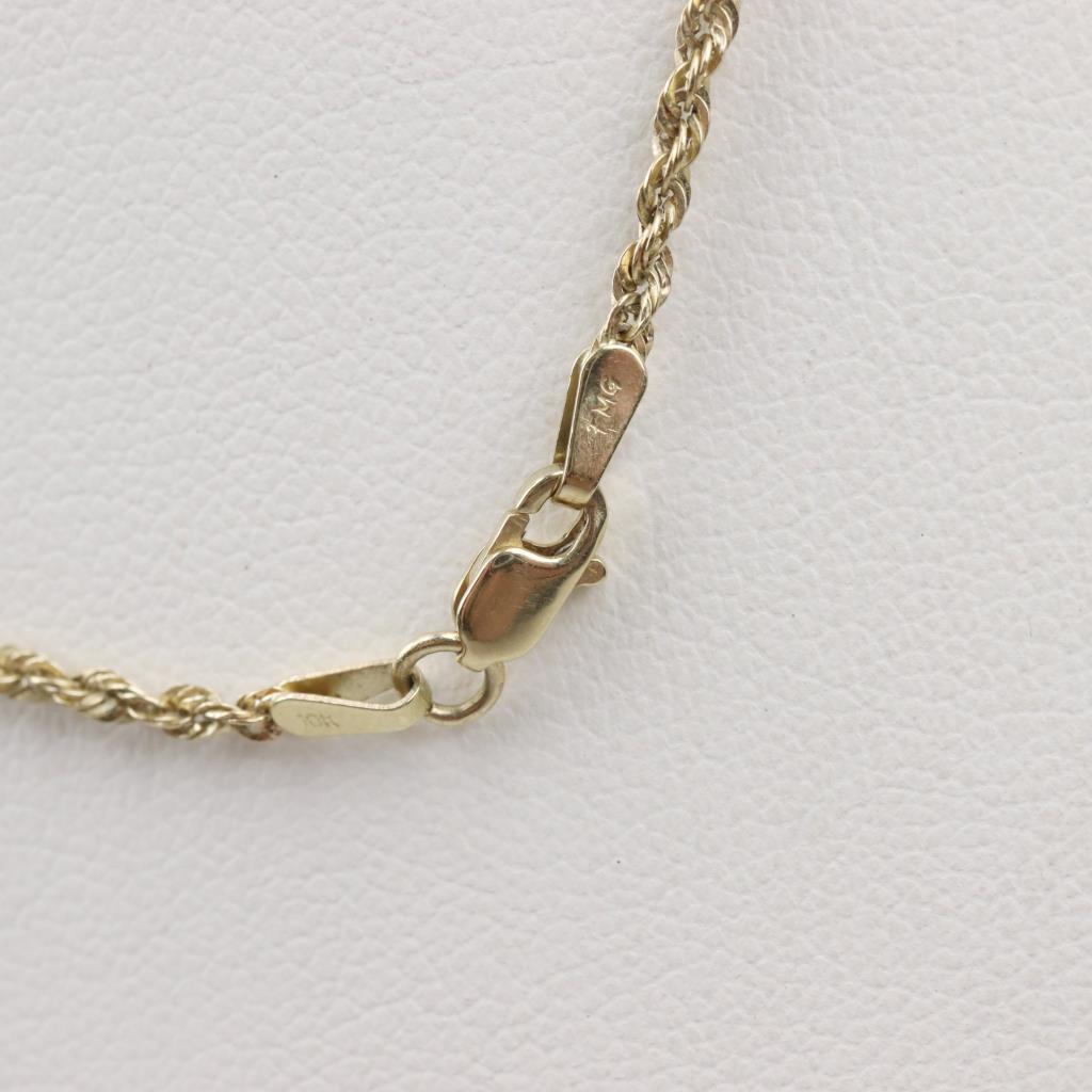 thumbnail image 2 of 10K Yellow Gold 16" Lightweight Rope Pendant Chain – .30g, Made In USA 2 of 3