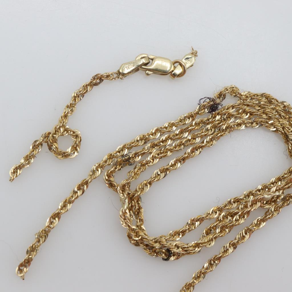 thumbnail image 2 of 10K Yellow Gold 16" Lightweight Rope Pendant Chain – .30g, Made In USA 2 of 3