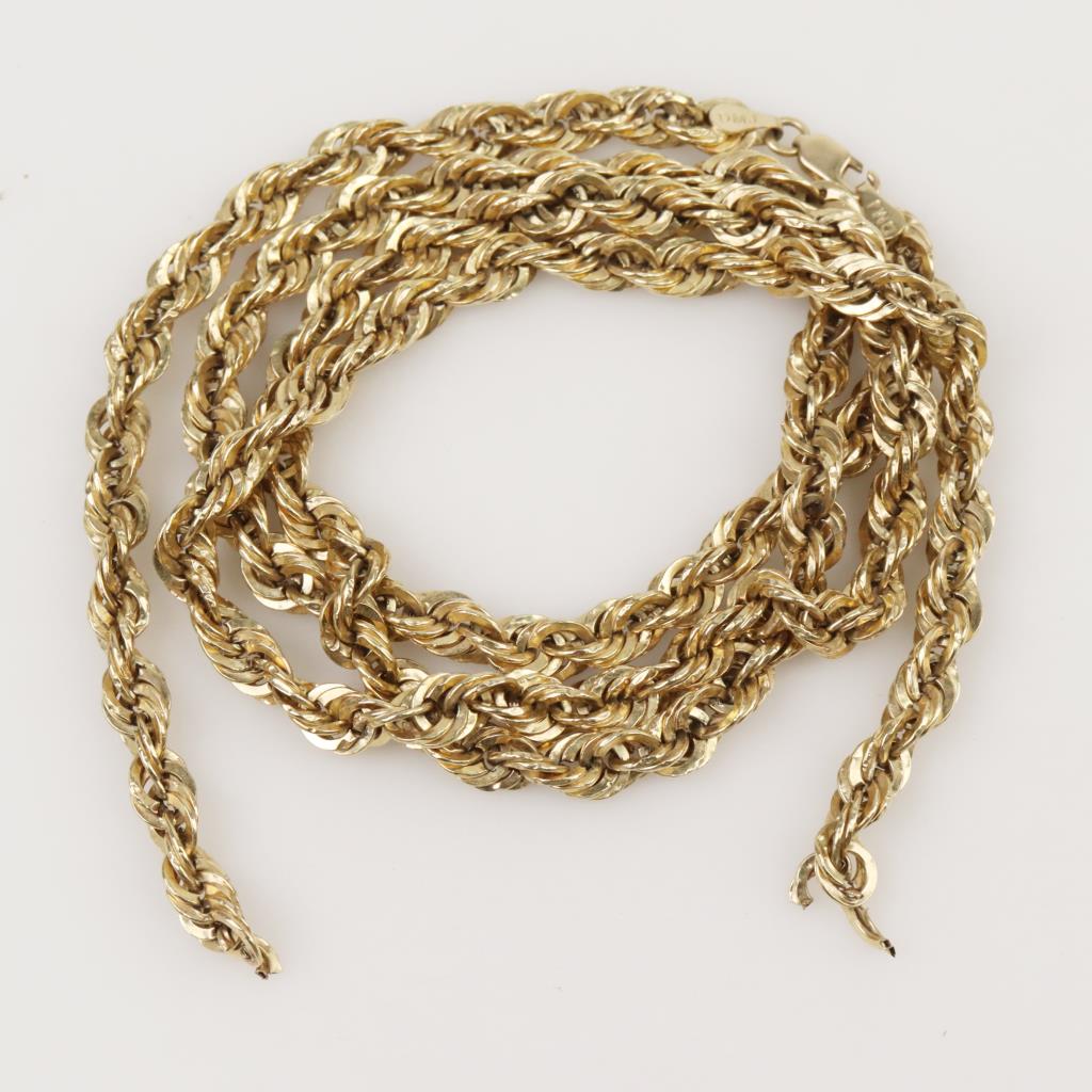 10kt Gold Rope Necklace Hollow | Property Room
