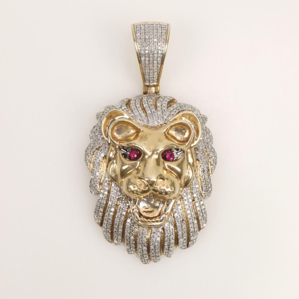10kt Gold Ruby Diamond Lion Pendant Property Room