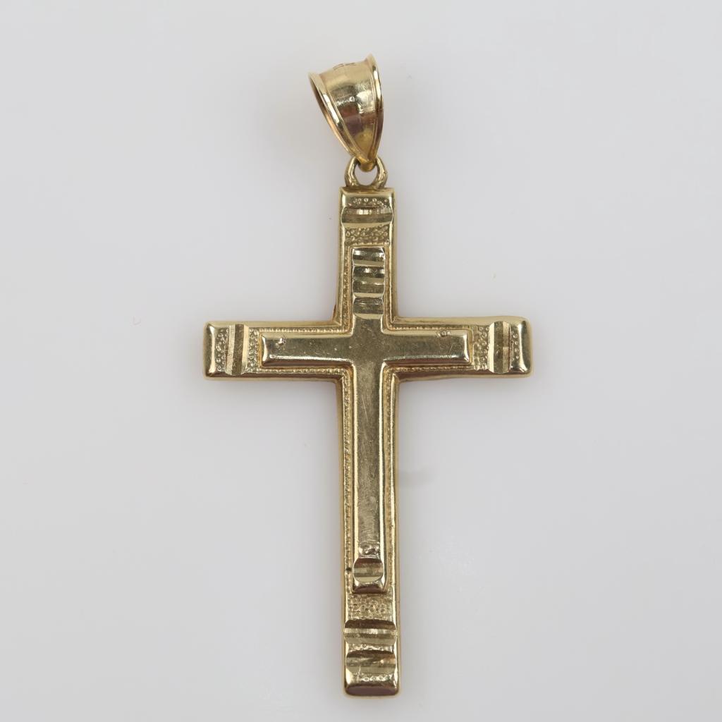 10kt Gold Semi-hollow Cross Pendant