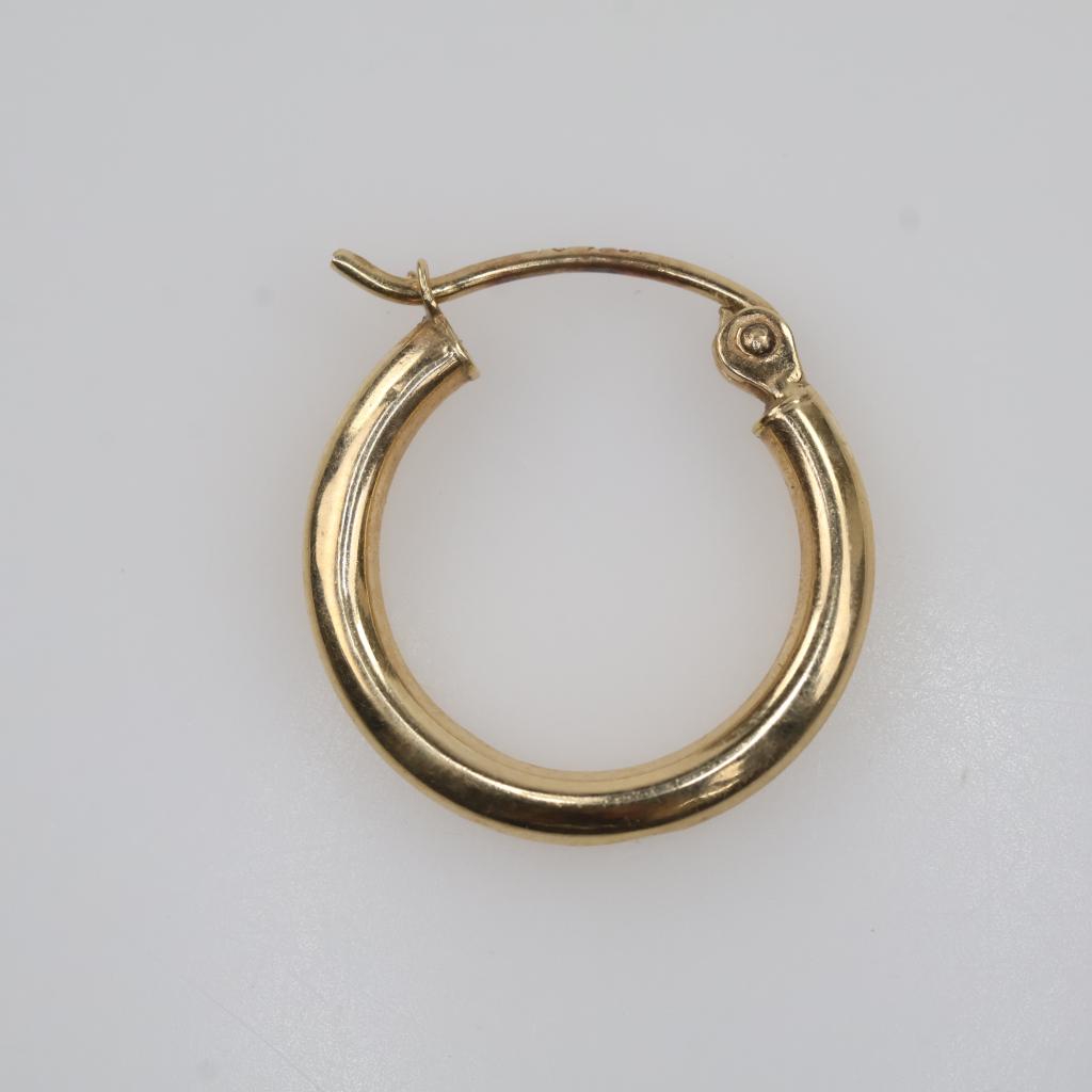 10kt Gold Single Hollow Hoop Earring