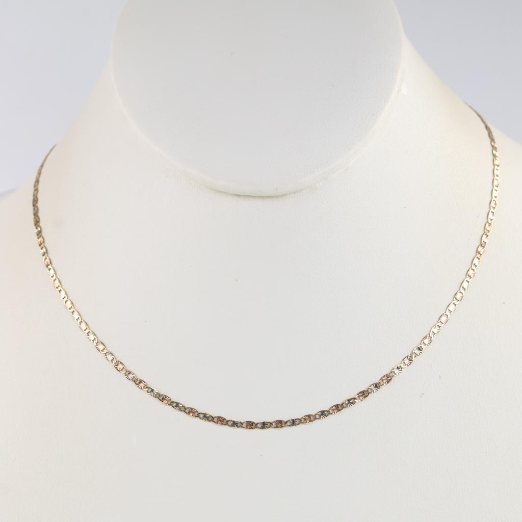 10kt Gold Tri-color Mariner Chain Necklace