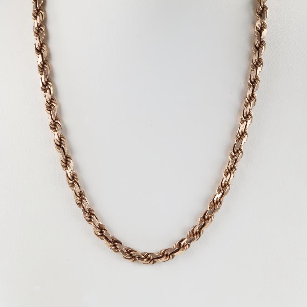 10kt Gold Twisted Rope Chain Necklace -Evaluated By Our Certified Gemologist - AGS / GIA