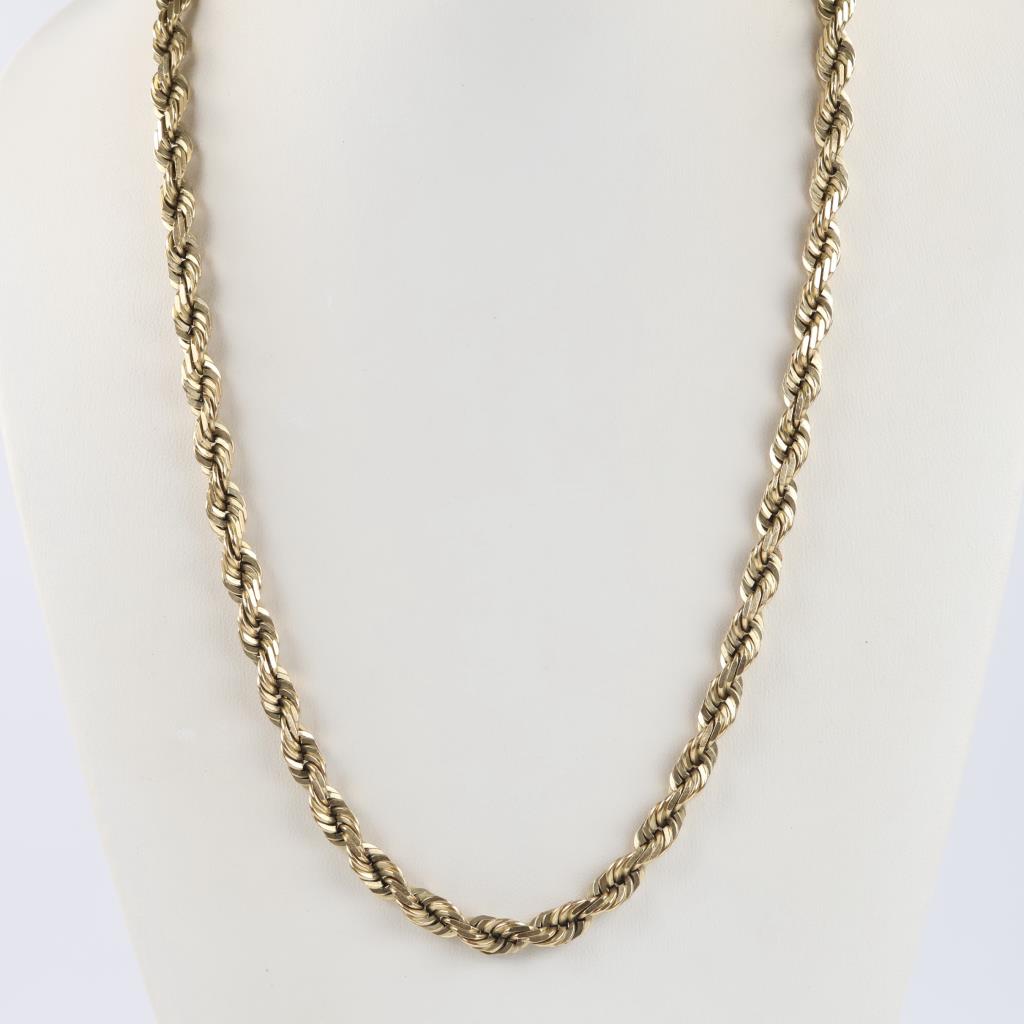 10kt Gold Twisted Rope Chain Necklace-Evaluated By Our Certified Gemologist - AGS / GIA