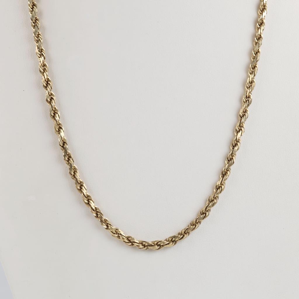 10kt Gold Twisted Rope Chain Necklace-Evaluated By Our Certified Gemologist-AGS/GIA