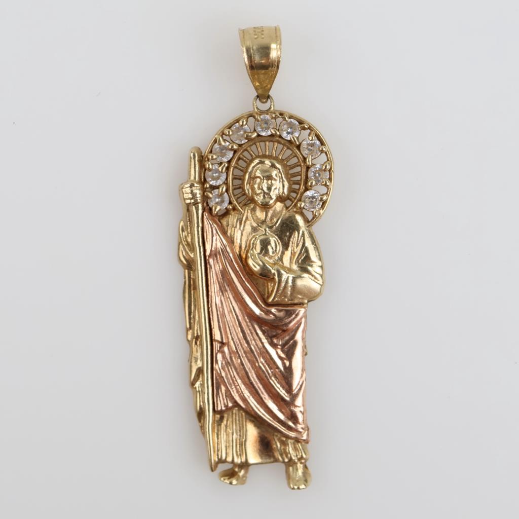 10kt Gold Two Clear Stone Pendant