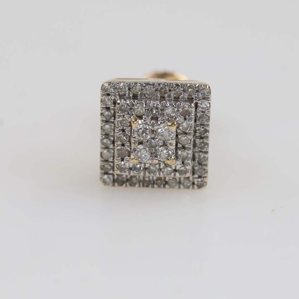 10kt Gold Two-tone Clear Stone Stud Earring