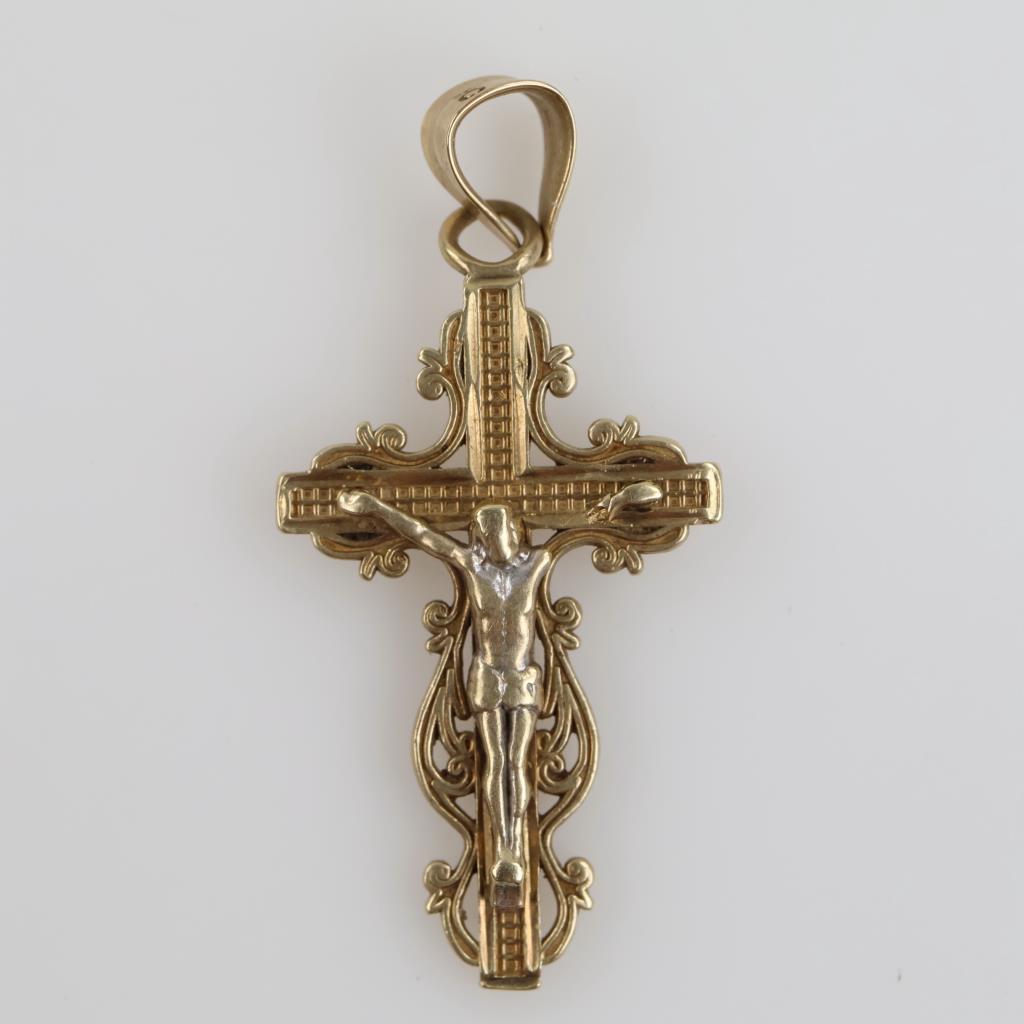10kt Gold Two-tone Cross Pendant