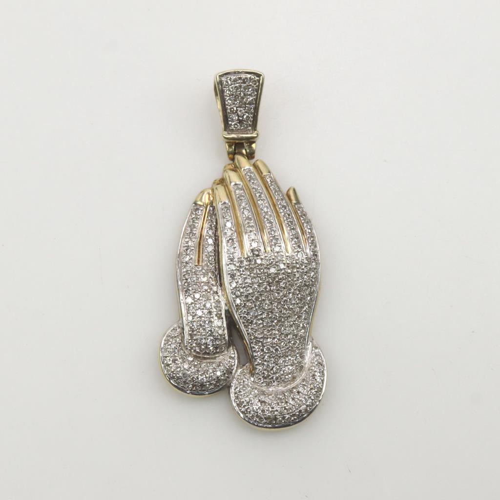 10kt Gold Two-tone Diamond Hands Pendant | Property Room