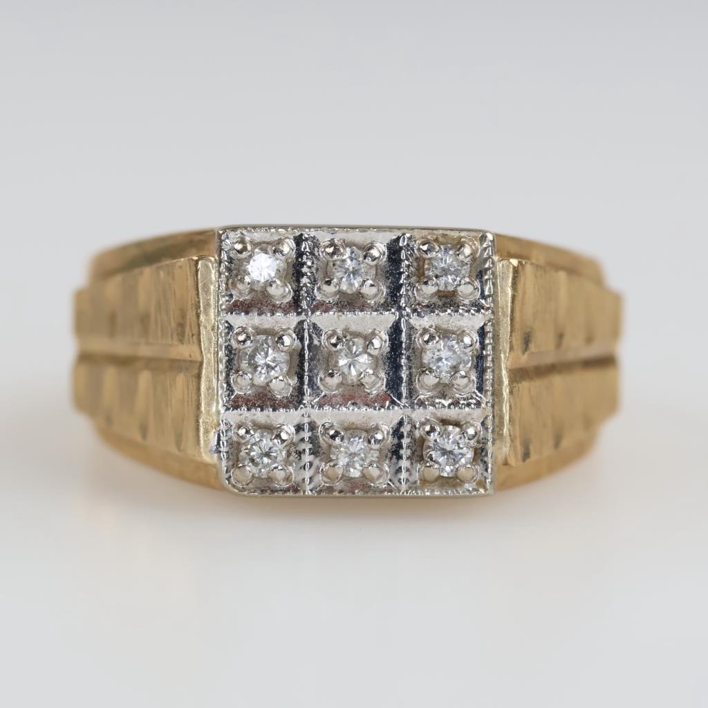 10kt Gold Two-tone Diamond Signet Ring
