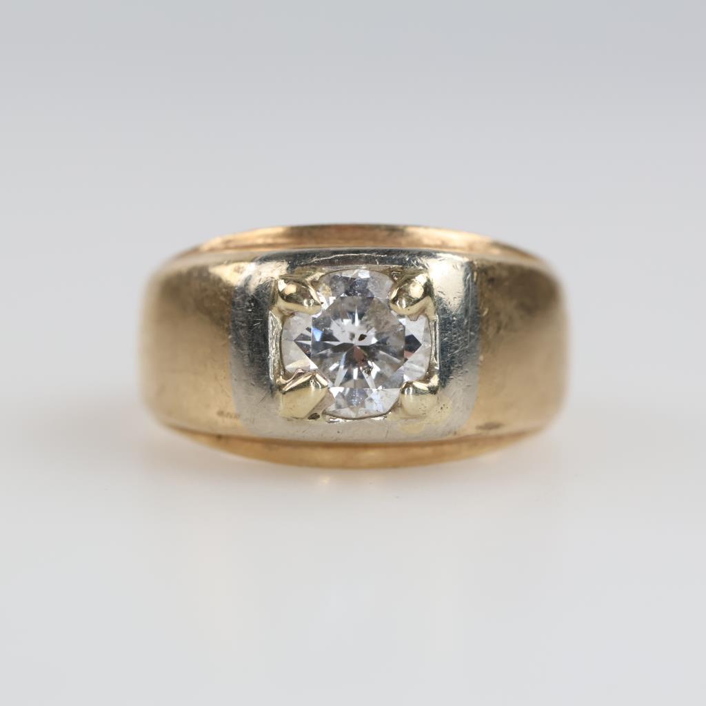 10kt Gold Two-tone Diamond Signet Ring