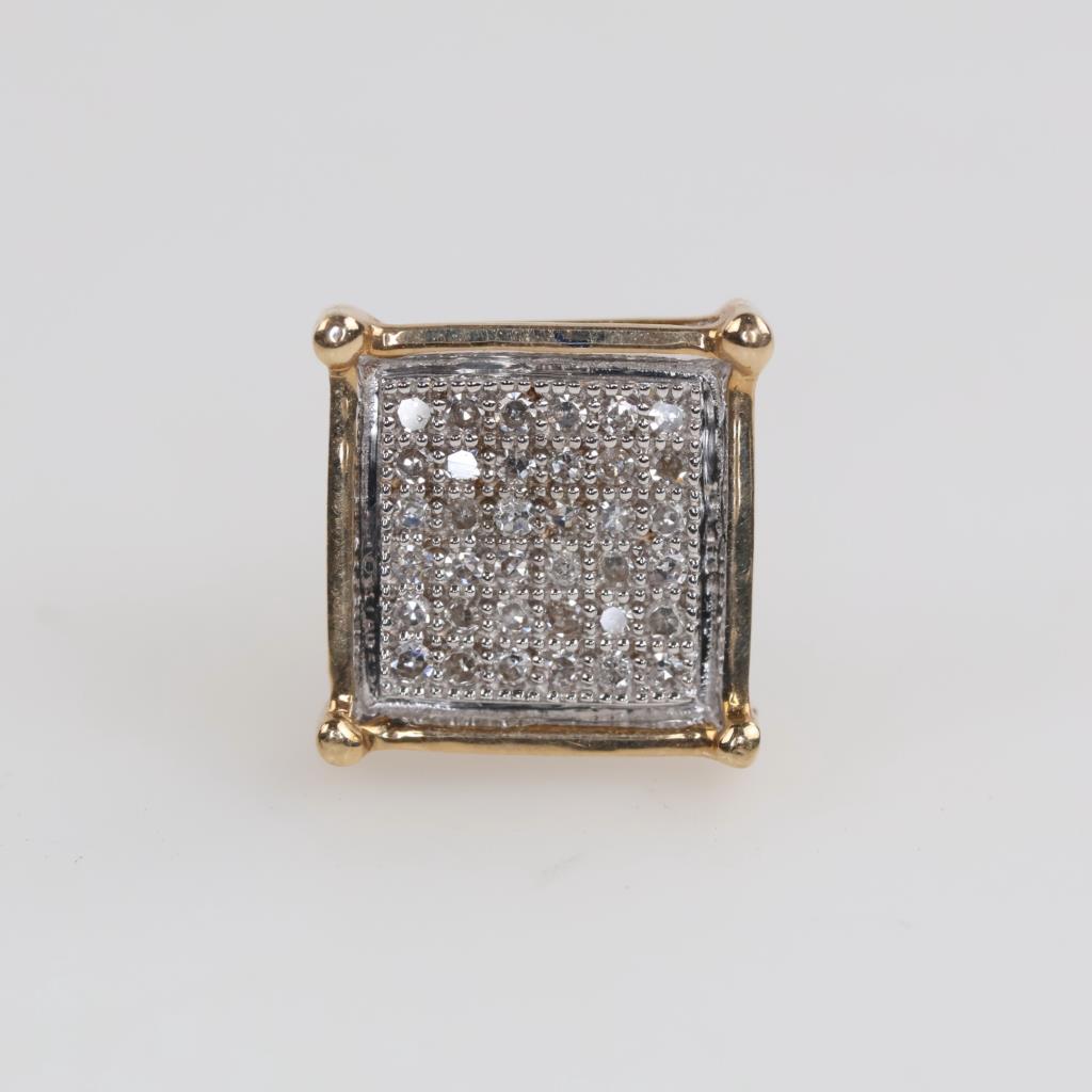 10kt Gold Two-tone Diamond Stud Earring