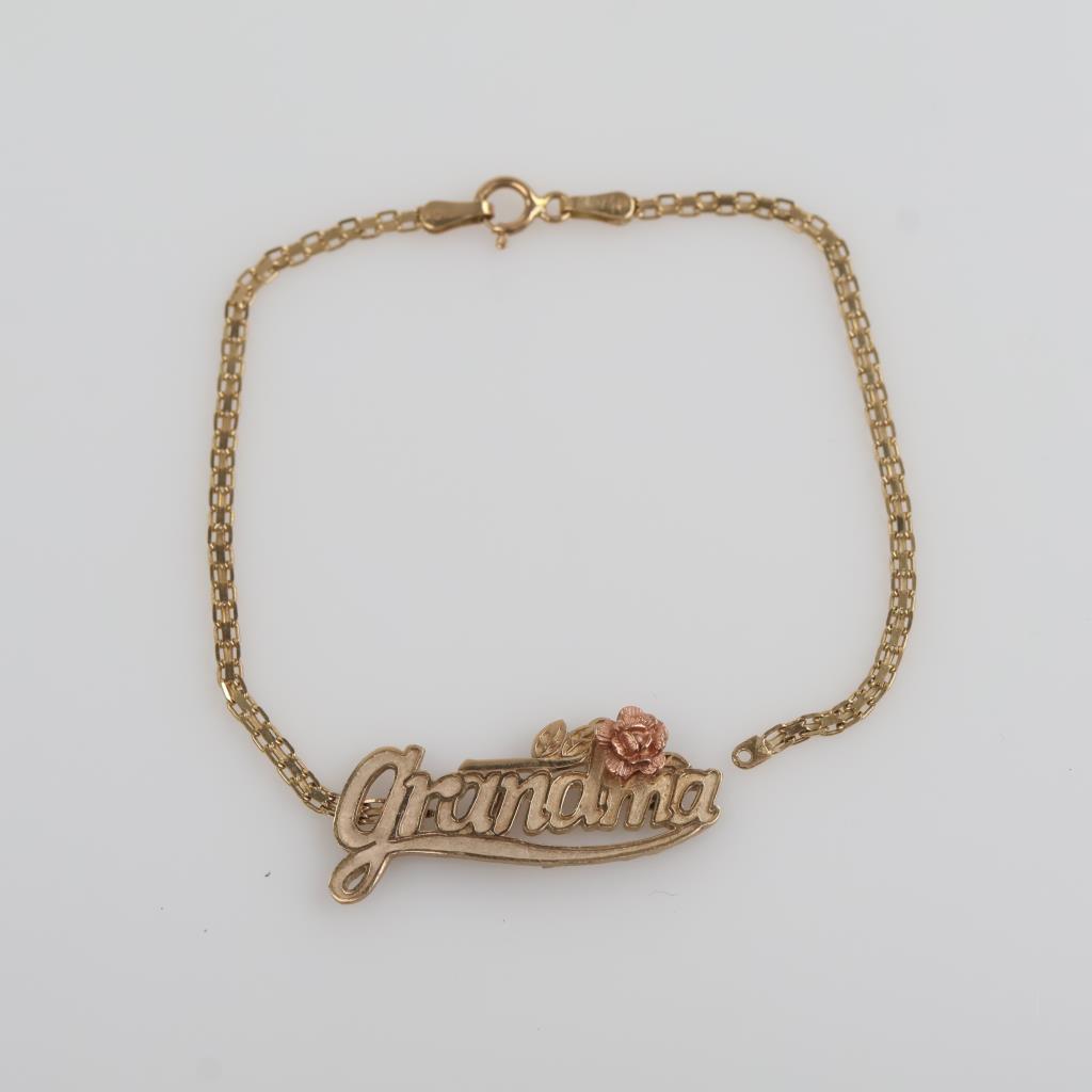 10kt Gold Two-tone "Grandma" Pendant Bracelet
