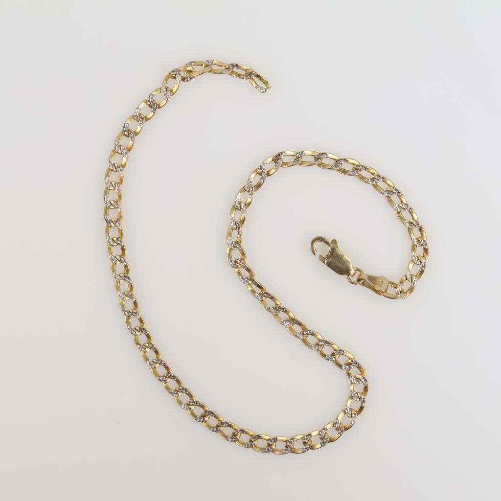 10kt Gold Two-tone Hollow Curb Chain Necklace