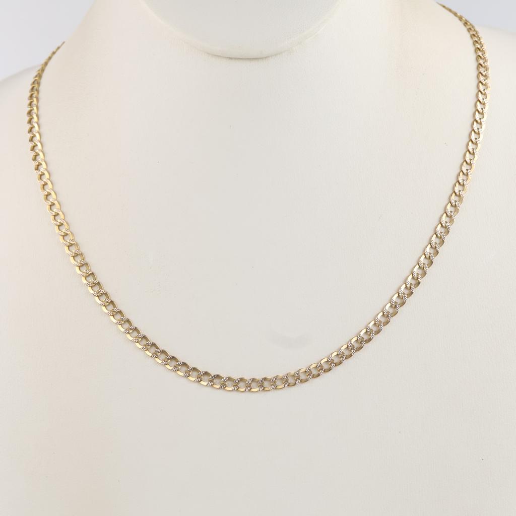 10kt Gold Two-tone Hollow Curb Chain Necklace