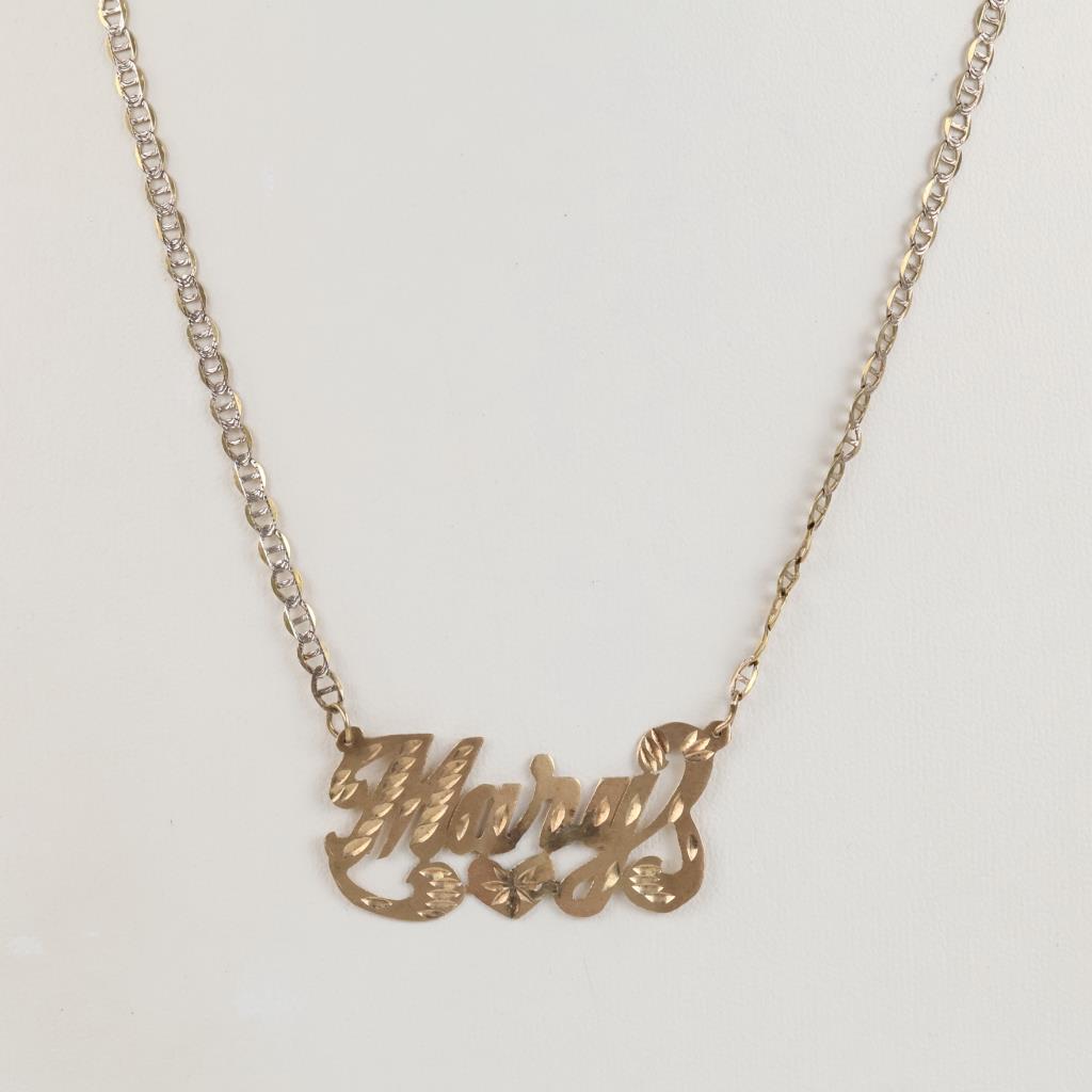 10kt Gold Two-tone ID Pendant Necklace