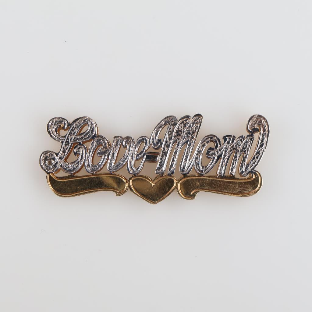 10kt Gold Two-tone "Love Mom" Pendant