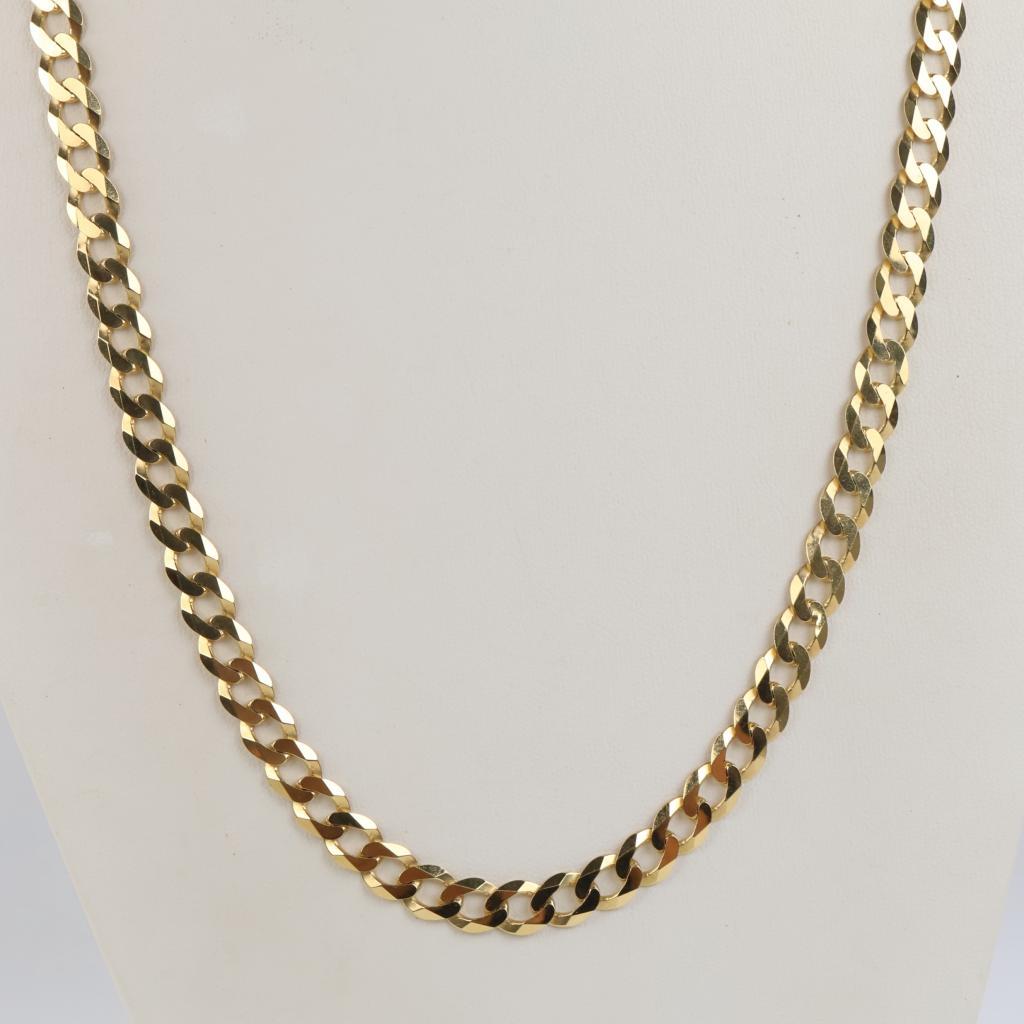 10kt Gold Wide Beveled Curb Link Necklace