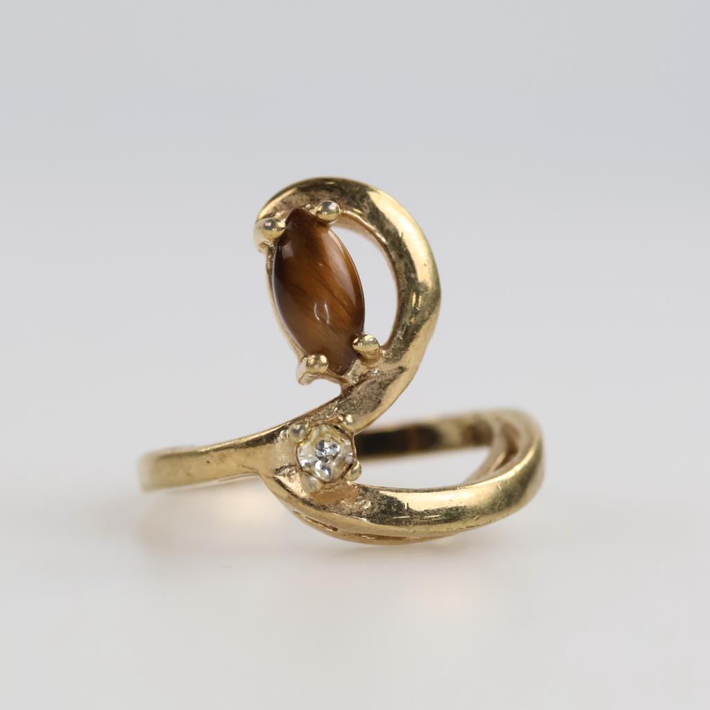 10kt GP Brown & Clear Stone Ring