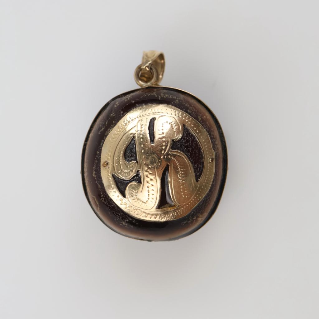 10kt GP Brown Stone Initial Pendant