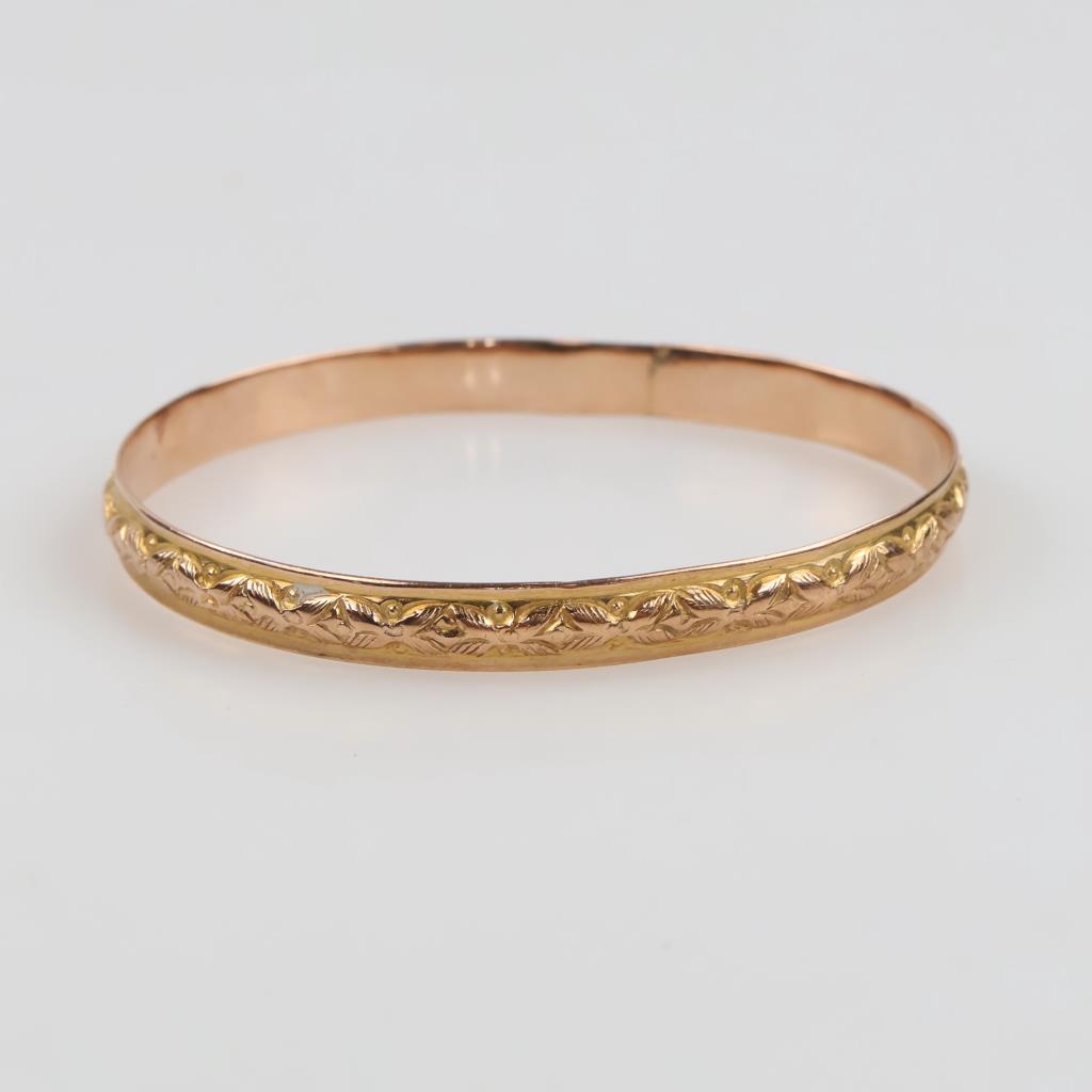 10kt GP Carved Bangle Bracelet
