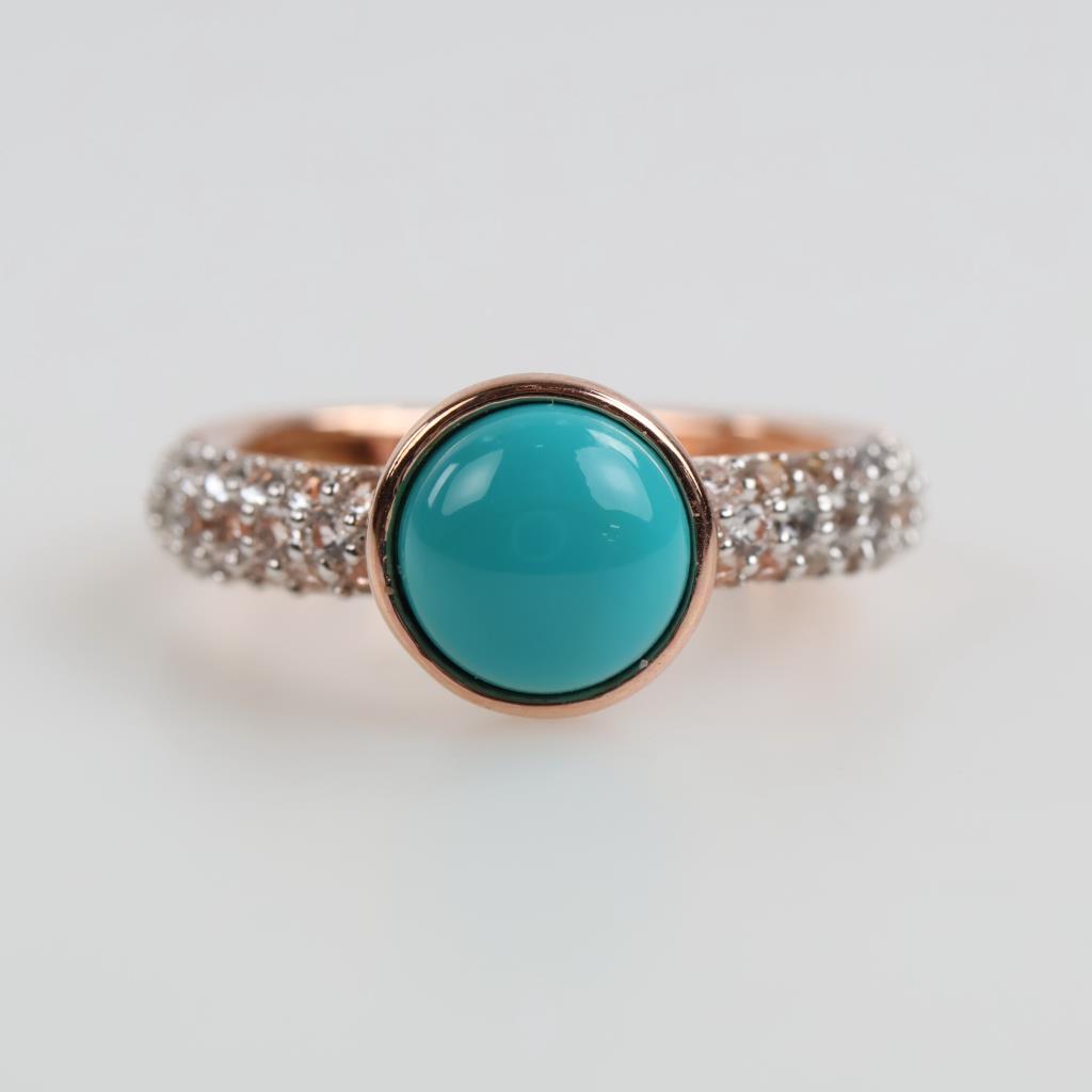10kt GP Clear And Teal Stone Ring