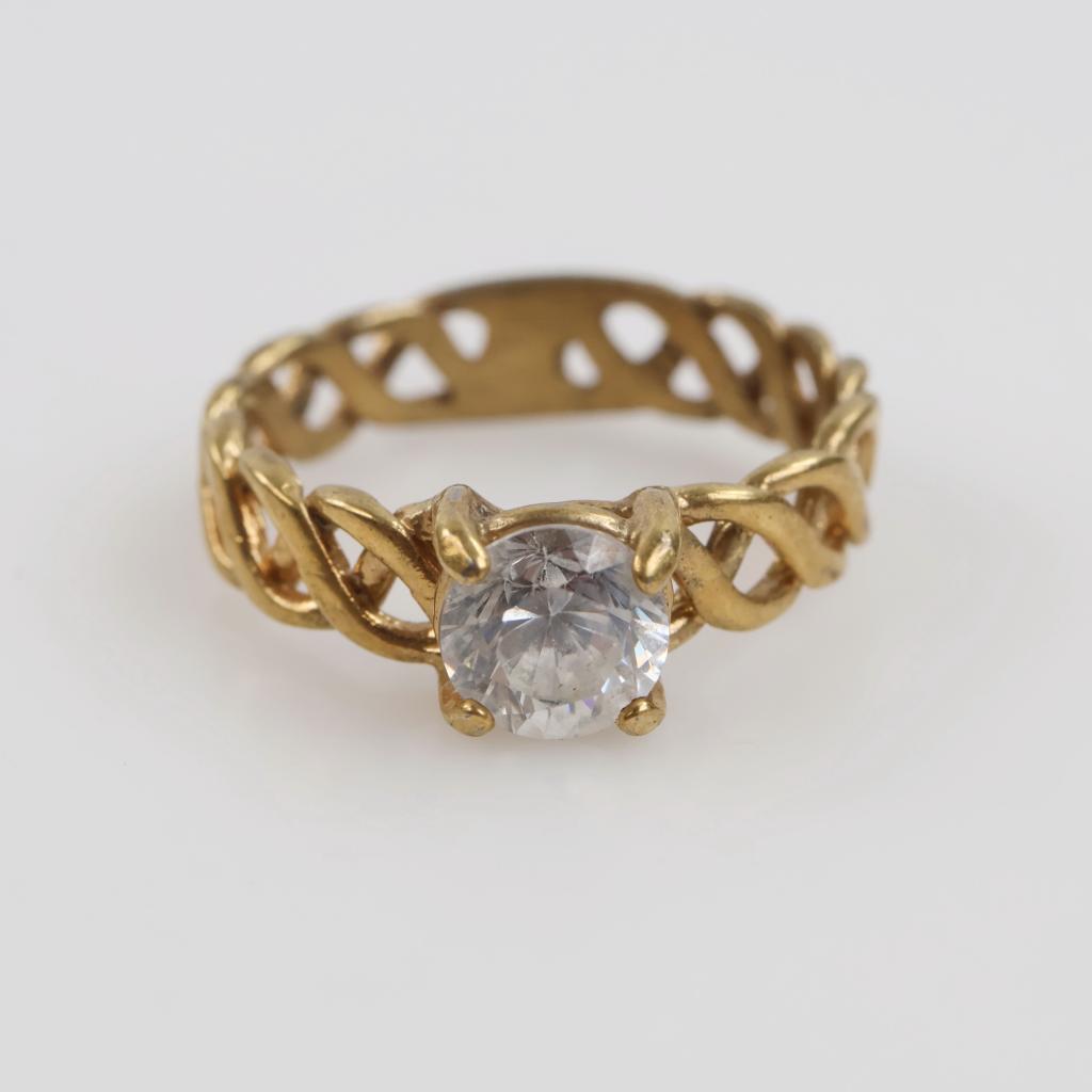 10kt GP Clear Stone Celtic Knott Ring