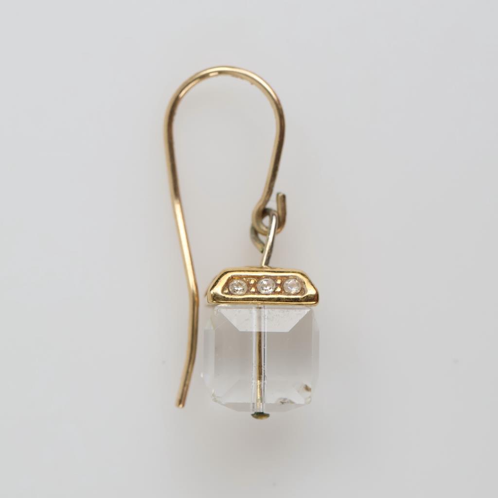10kt GP Clear Stone Dangle Earring