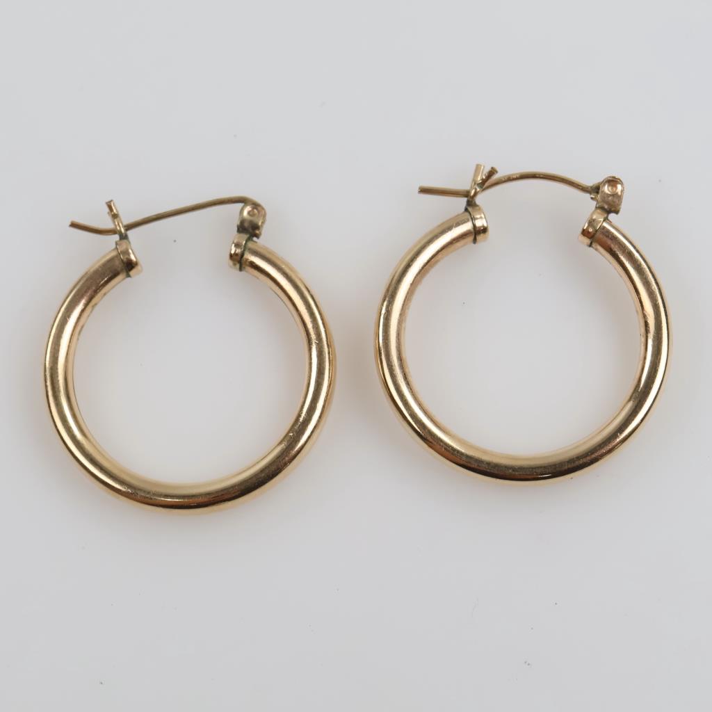 10kt GP Hollow Hoop Earrings