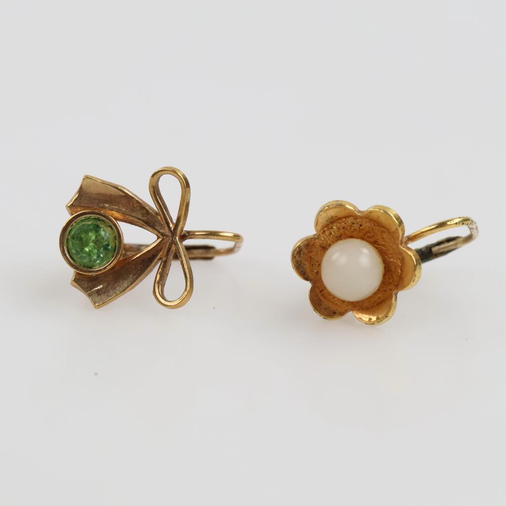 10kt GP Mismatched Earrings, 2 Pieces