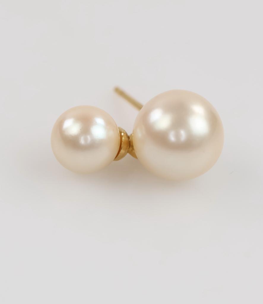 10kt GP White Bead Earring