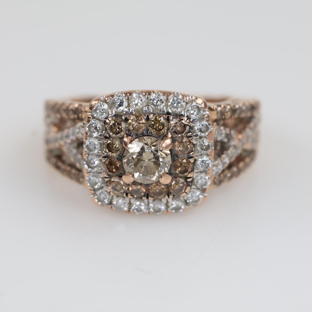10kt Rose Gold Clear Stone Diamond Accent Ring