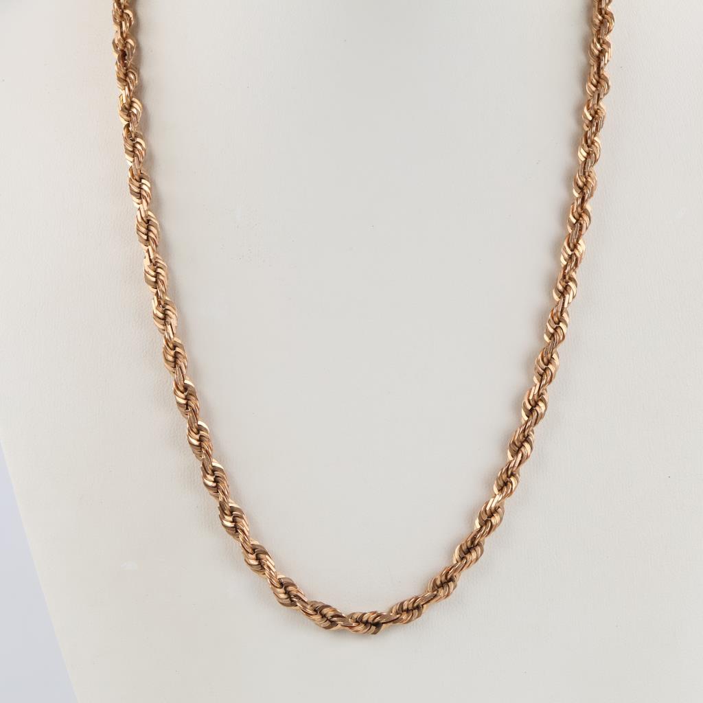 10kt Rose Gold Twisted Rope Chain Necklace