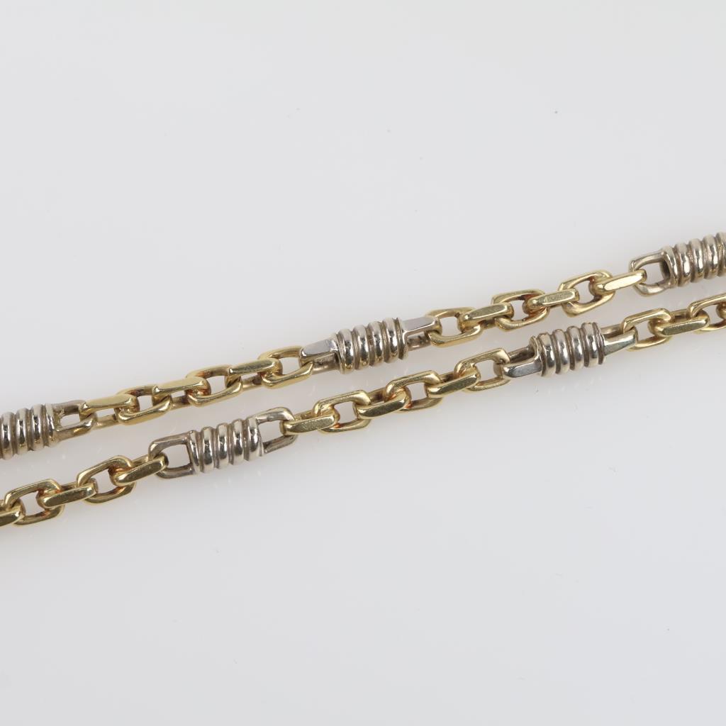 Spring Link Chainb 10kt Two Tone Gold Barrel Spring Link Chain Necklace-Evaluated By Our ...