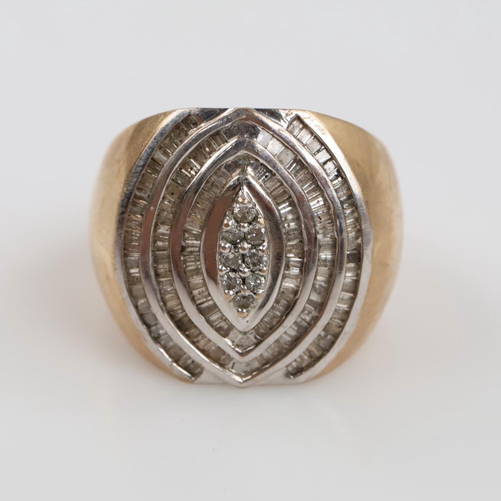 10kt Two Tone Gold Clear Stone Ring