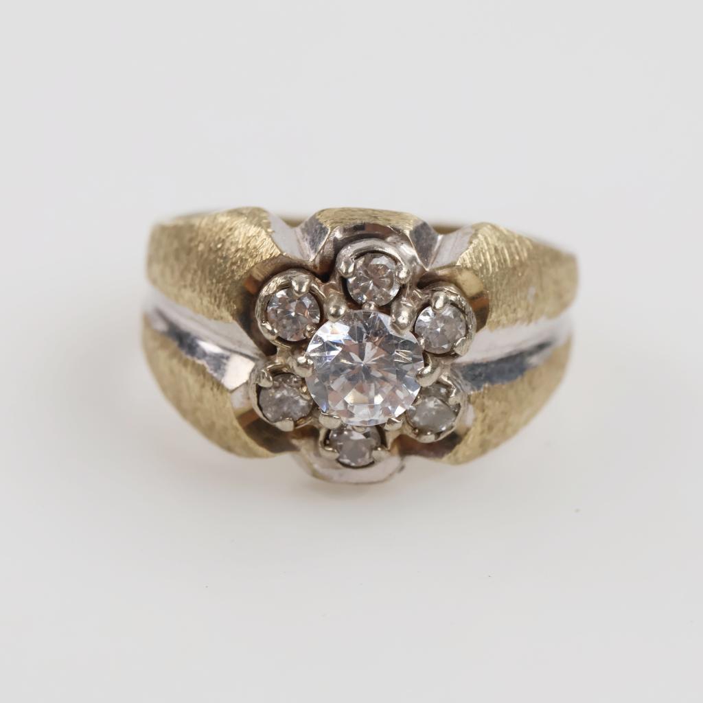 10kt Two Tone Gold Clear Stone Ring
