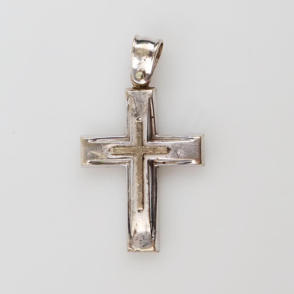 10kt Two Tone Gold Cross Pendant
