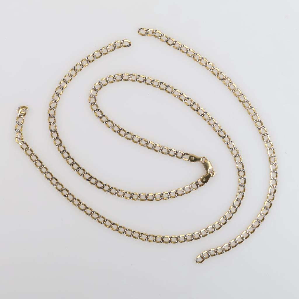 10kt Two Tone Gold Curb Link Necklace
