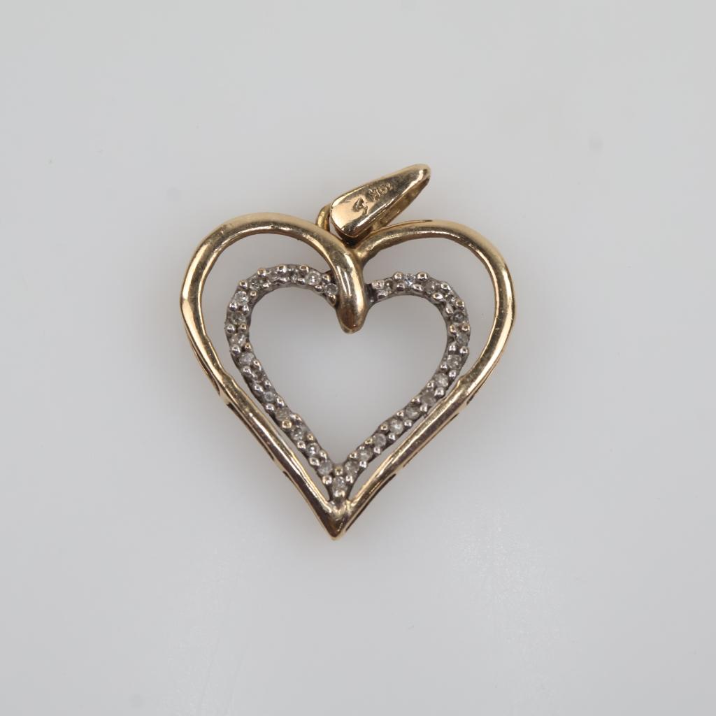 10kt Two Tone Gold Diamond Accent Pendant