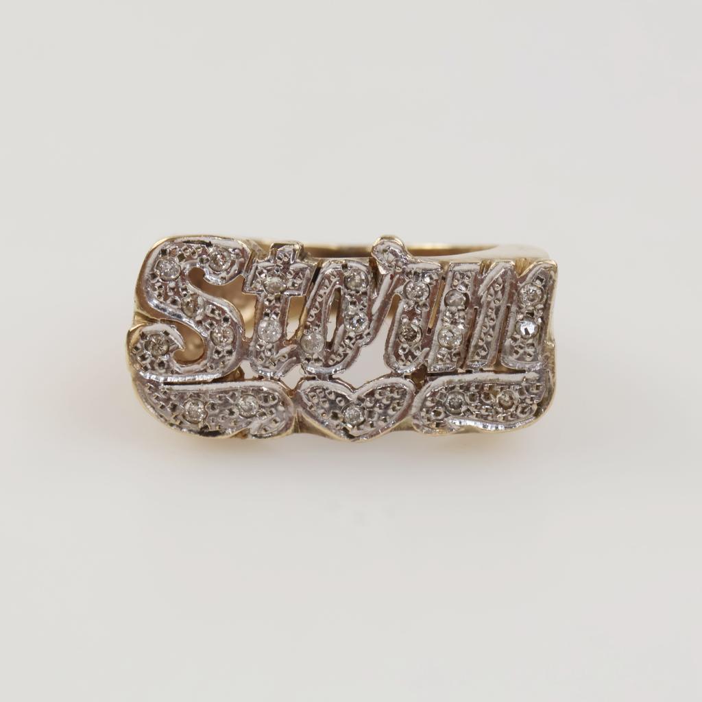 10kt Two Tone Gold Diamond And Clear Accent Ring