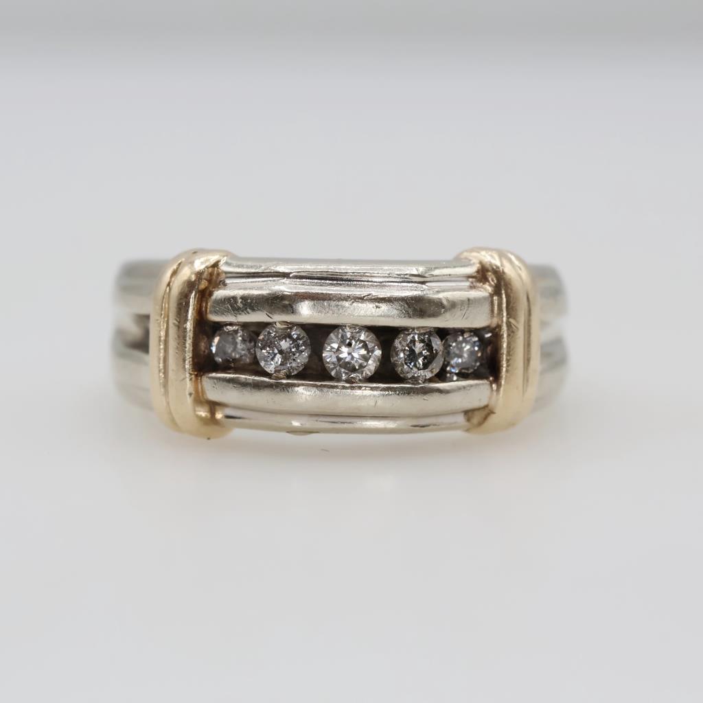 10kt Two Tone Gold Diamond Band