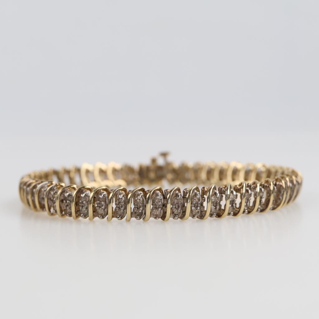 10kt Two Tone Gold Diamond Bracelet