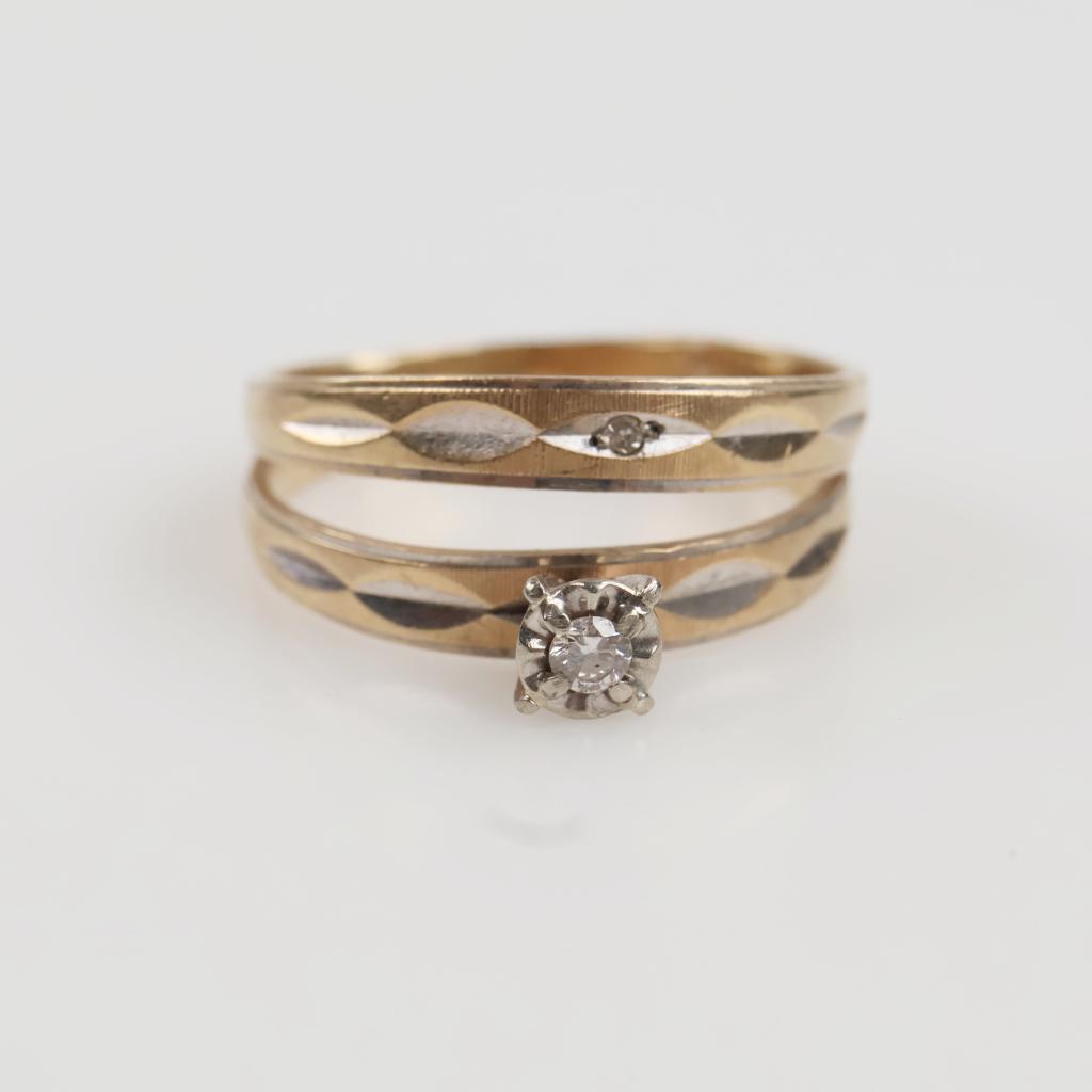 10kt Two Tone Gold Diamond Bridal Set
