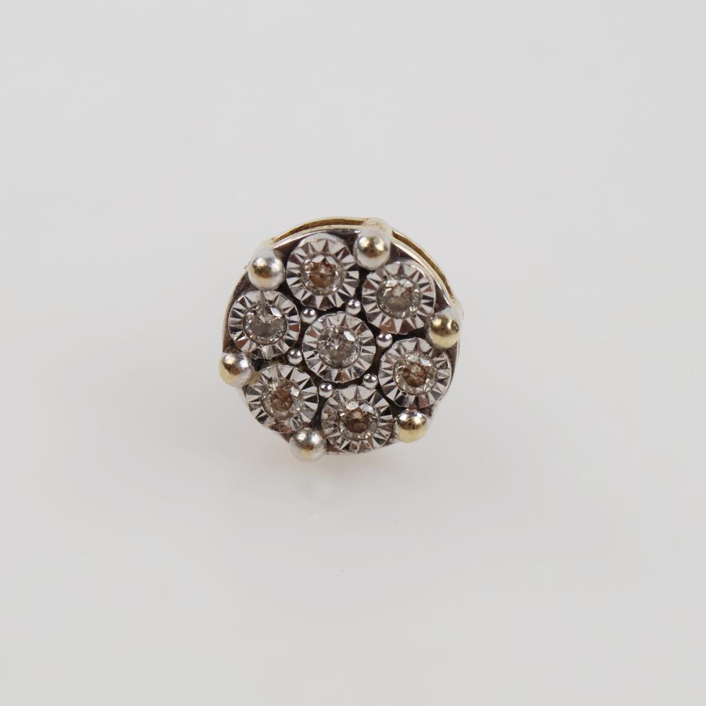 10kt Two Tone Gold Diamond Earring