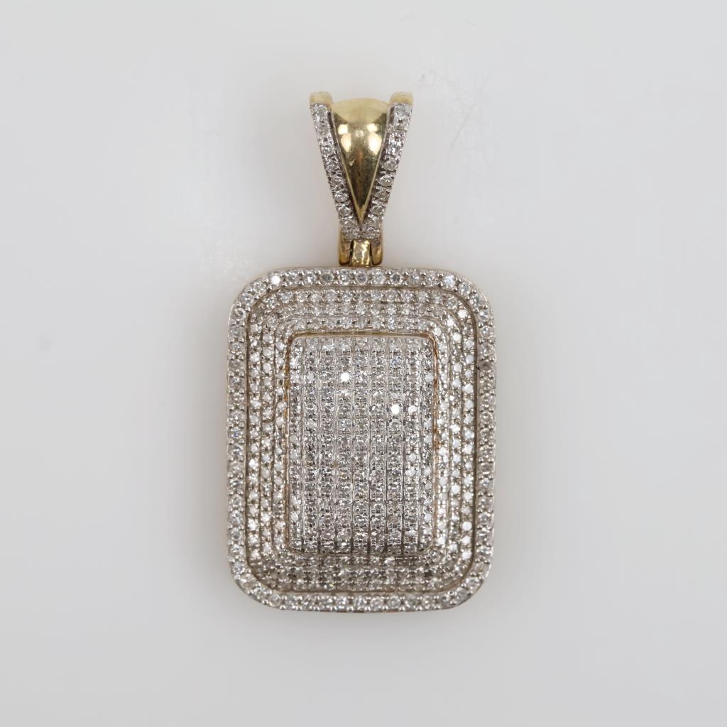 10kt Two Tone Gold Diamond Hollow Pendant