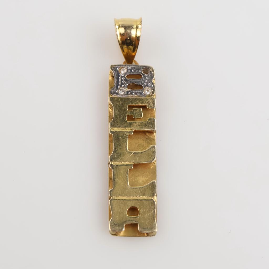 10kt Two Tone Gold Diamond Name Pendant